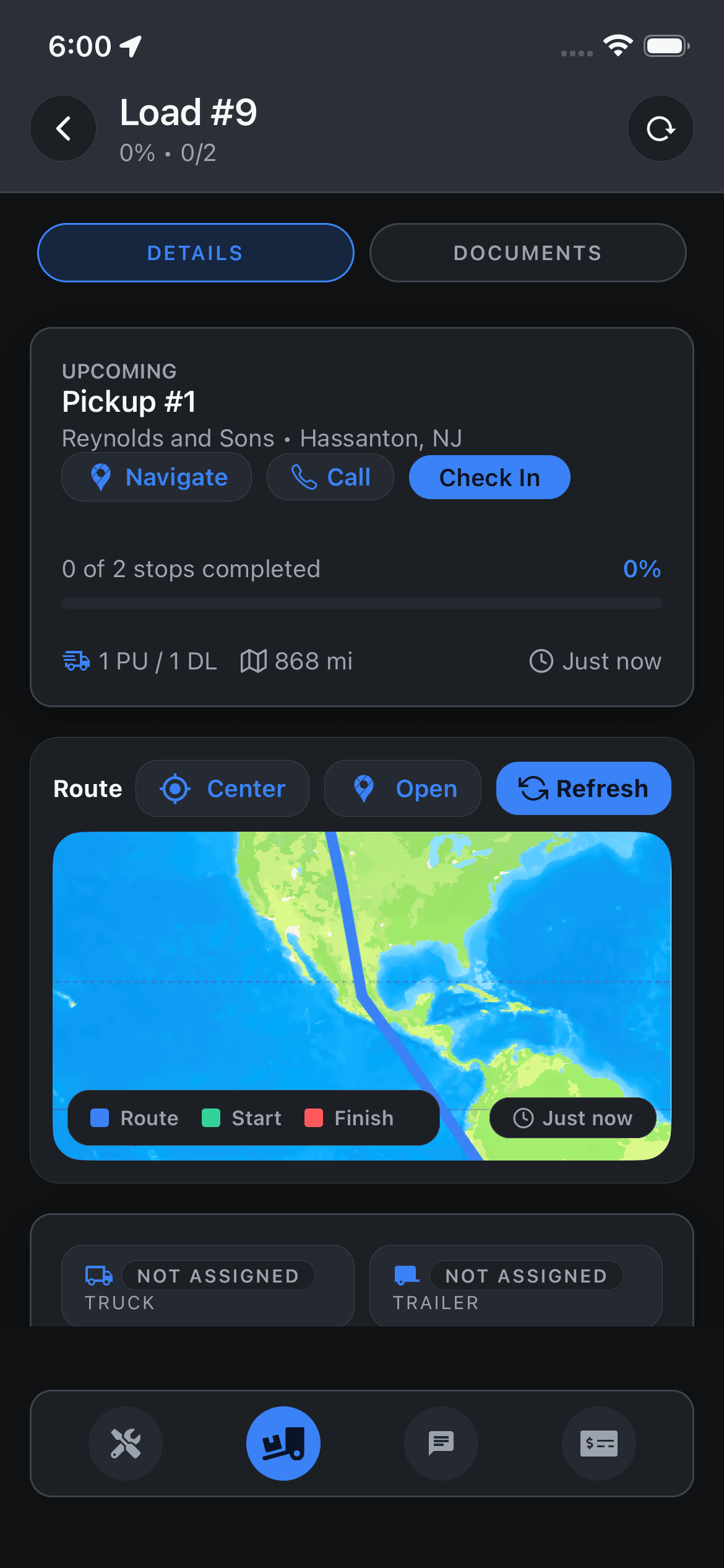 Driver mobile prompts inside the DENEMO app